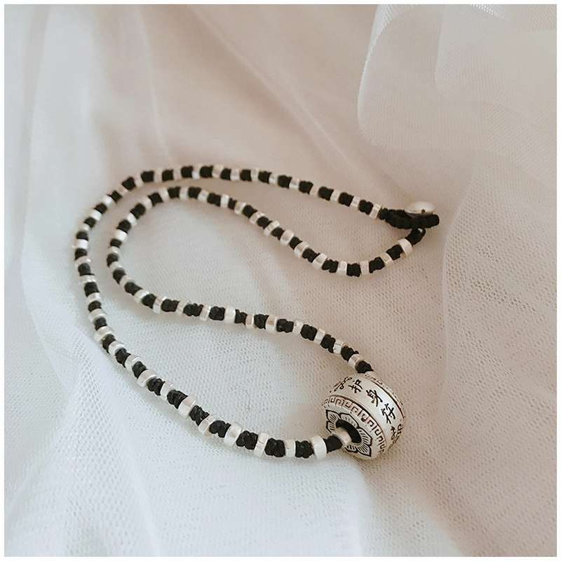 Jingpoli Jewelry DL09 Thai ethnic style hand-woven collarbone chain, retro aged imitation silver neck chain, neck jewelry, short necklace for women pic 4