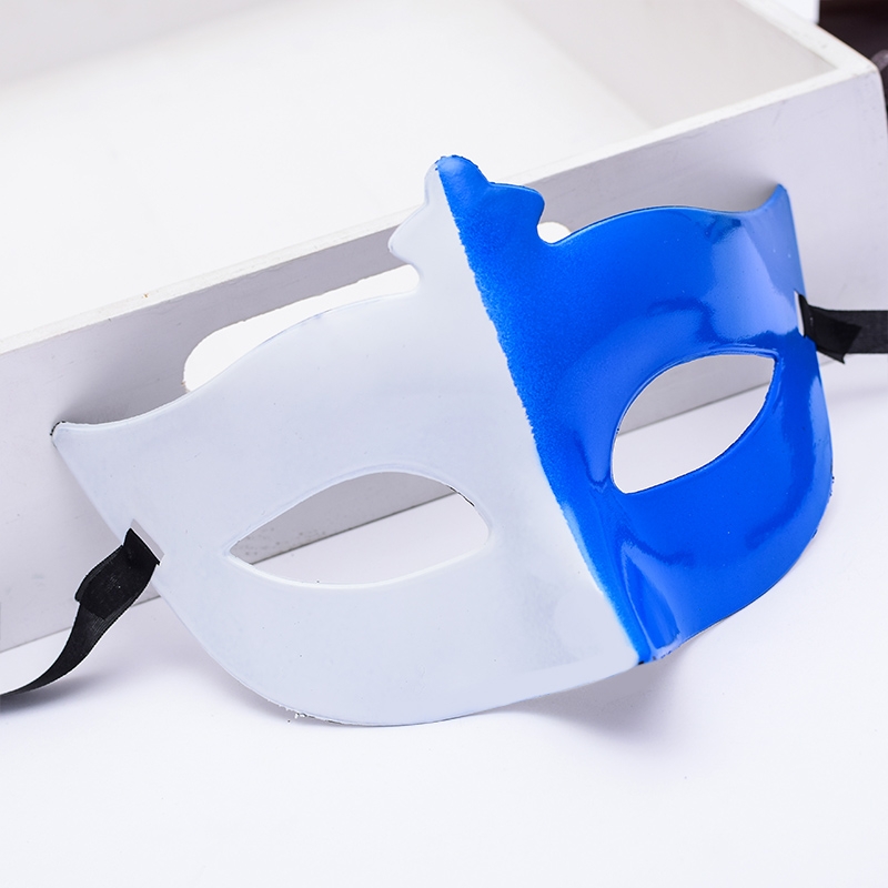 White half face Men's mask Black PROM Show Mask Halloween Half Face Mask Black and White Crew Head Mask 4