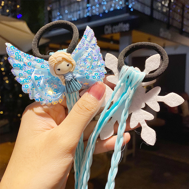 Butterfly five-pointed star children's wig hairpin, cute and adorable headwear, rainbow wings, unicorn five-pointed star, gauze, bow wig hairpin, girl, princess, trendy girl wig with braid, hair band headwear, children's bow, baby girl Item Picture