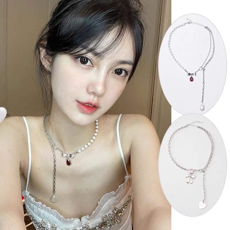 Designer brand Sei Carina Y Sweet and Romantic Bow Pearl Chain Necklace 2021 New Style detail image 6