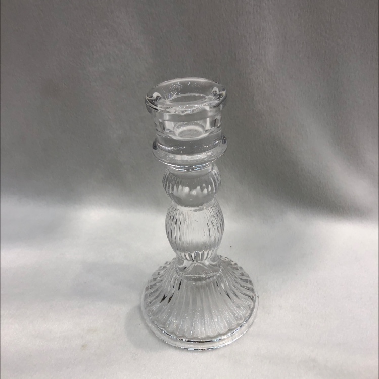 Glass candlestick vertical bar candlestick European simple glass candlestick retro creative candlestick decoration