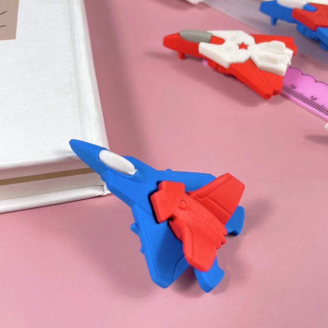 玩具造型飞机高品质橡皮擦白底实物图