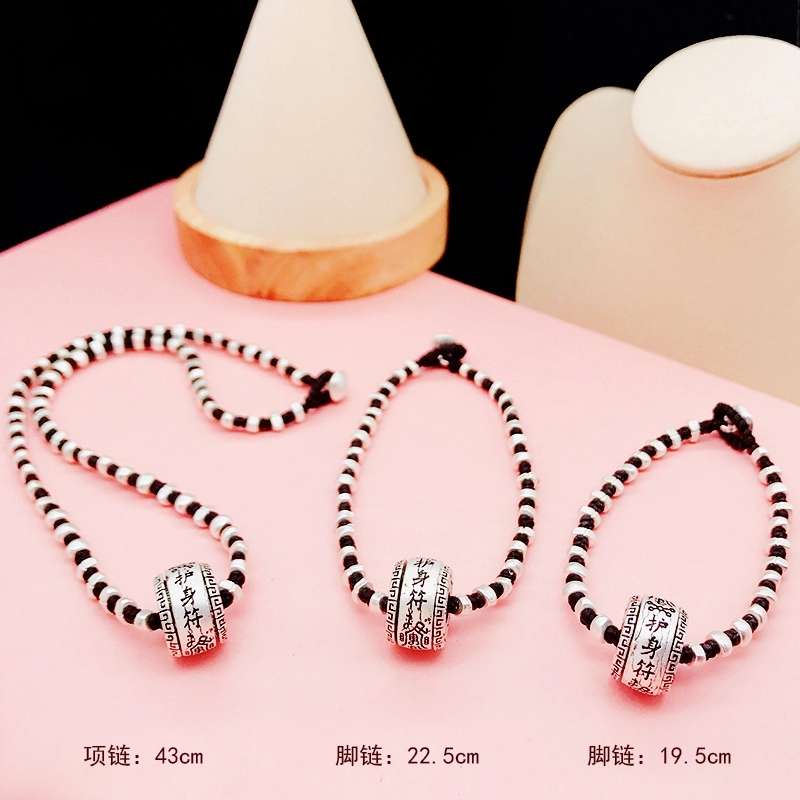 Jingpoli Jewelry DL09 Thai ethnic style hand-woven collarbone chain, retro aged imitation silver neck chain, neck jewelry, short necklace for women pic 3