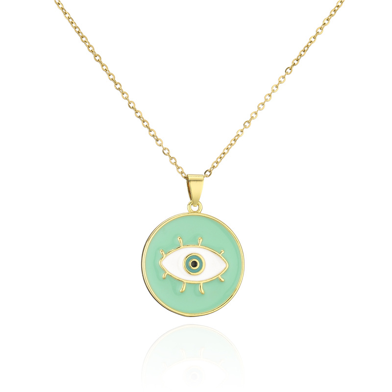 Cross-border source 5-color oil-dripping Devil's Eye pendant necklace, women's InS-style European and American fashion necklace detail image 2