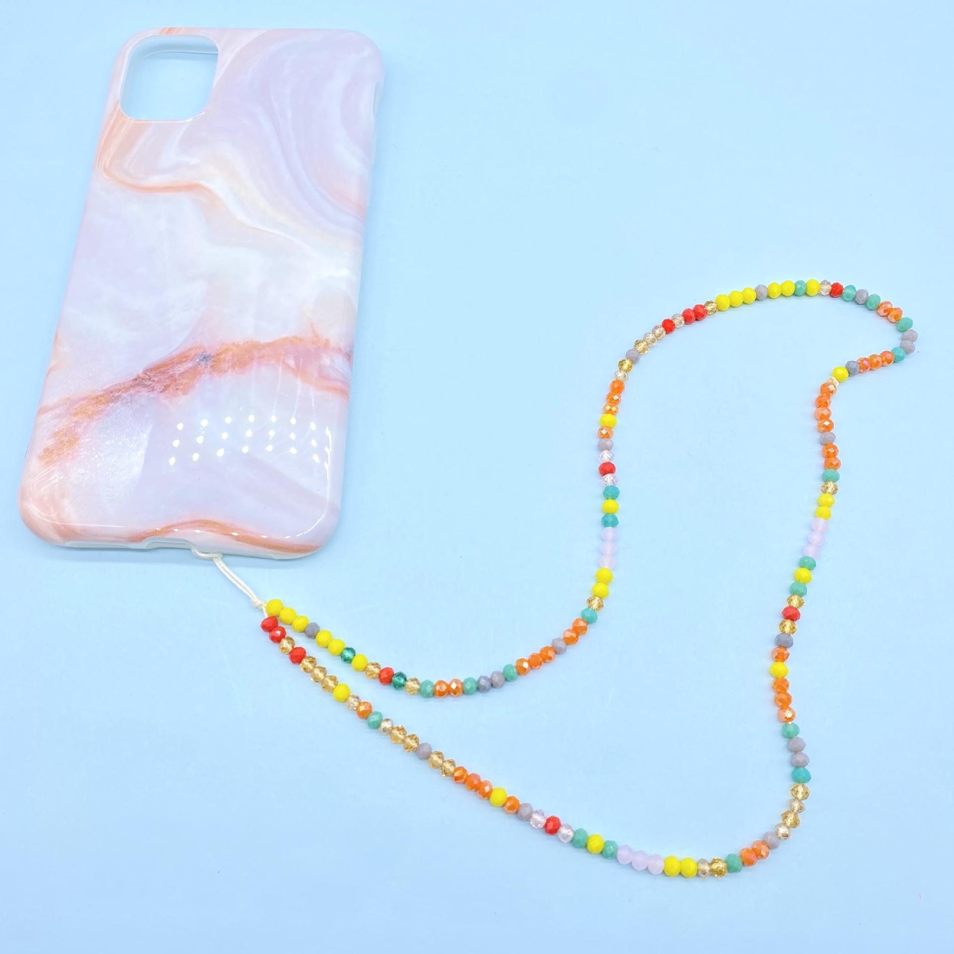 Korean fashion mobile phone chain decorate the spring/summer beach with orange crystal mobile phone chain
