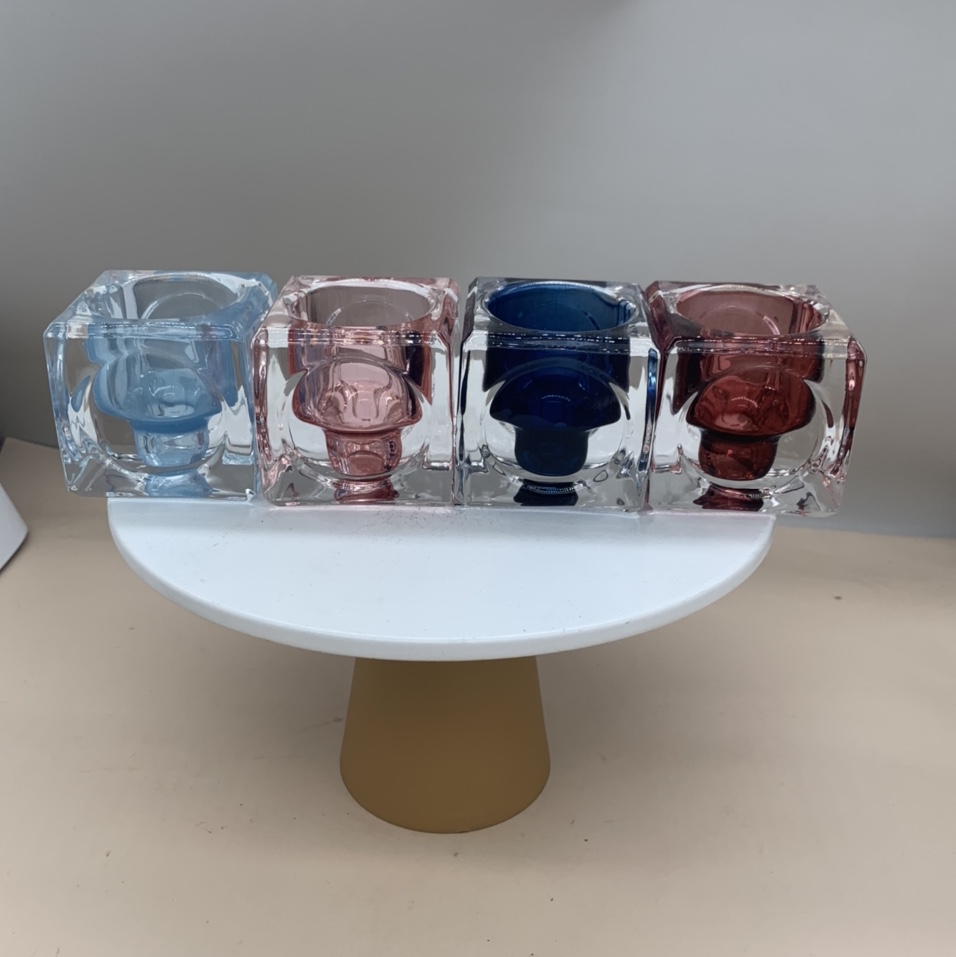Glass square candle holder