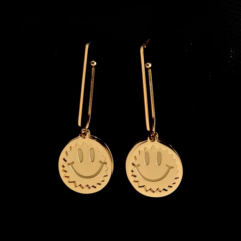 The latest titanium steel earrings feature a unique design and a long smiley face style Application Scenario
