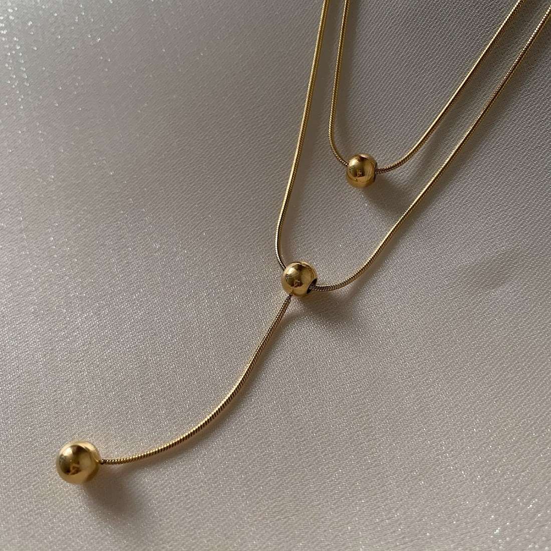 Japanese and Korean non-fading, simple and versatile, elegant collarbone chain, women's niche design, ins double-layer necklace, trendy Specification image
