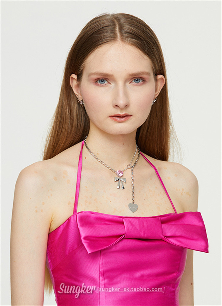 Designer brand Sei Carina Y Sweet and Romantic Bow Pearl Chain Necklace 2021 New Style detail image 3