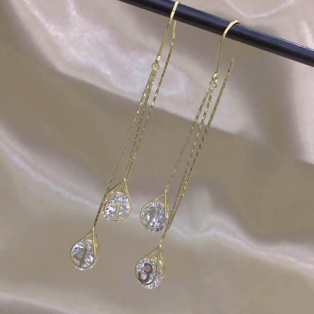 "Forever and Ever Water Drop Earrings 1314 New Trendy Korean style earline Long earrings and earrings for female Internet celebrities.