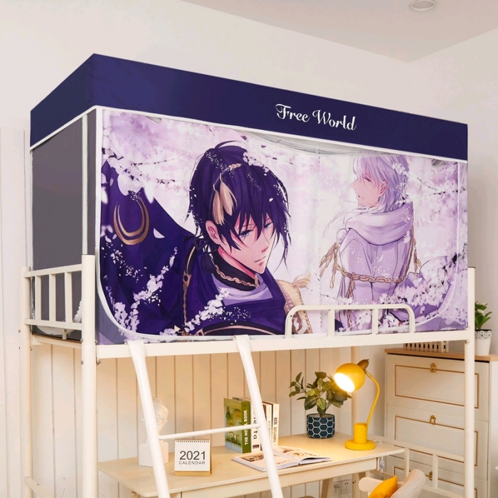 New anti-peeping student mosquito net door curtain digital printing blackout bed curtain 6