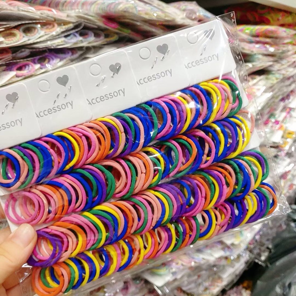 Bright silk rubber bands, vivid mixed color rubber bands, leather straps, simple seamless black high-elasticity hair bands, hair ties, rubber bands, headwear, towel bands, adult Dimei 07