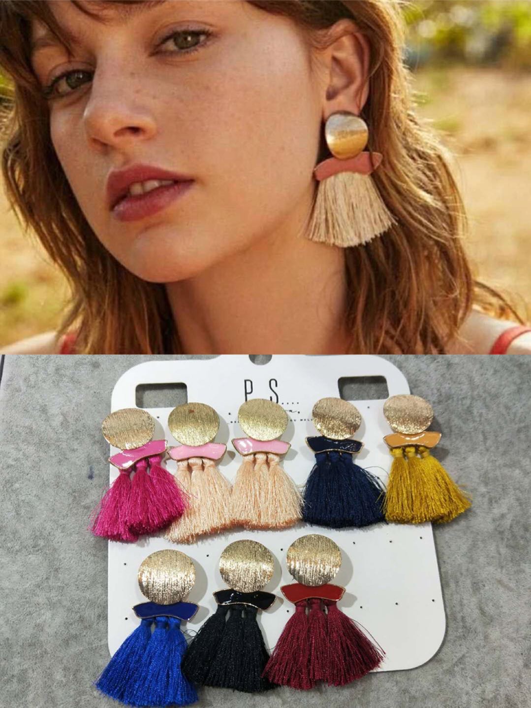 The 925 silver needle Korean-style fashionable, elegant, cute and anti-allergy European-style metal tassel series earrings are the same as those for Internet celebrities. Women's sizes: 0723-43 detail image 2