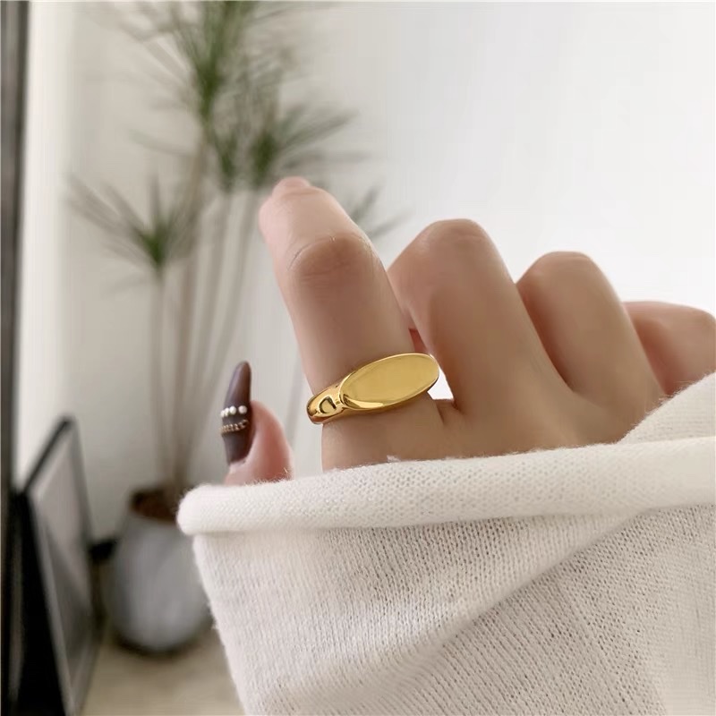 A simple and niche stainless steel women's ring with a unique smooth finish, Jieya Steel jewelry Specification image