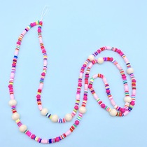 Europe and the United States fashion mobile phone chain decoration color wood bead shape polymer clay chain spring and summer with mobile phone rope