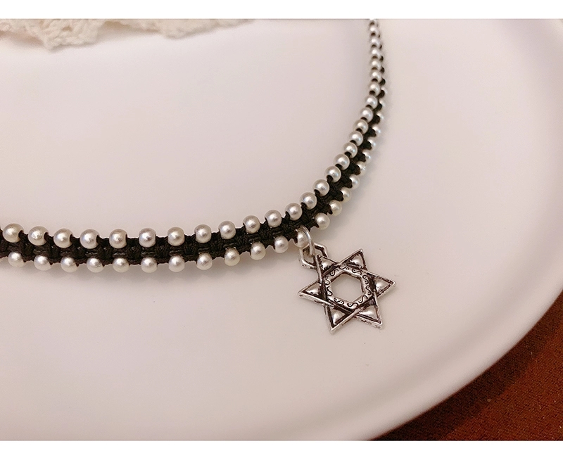 晶珀丽饰品泰国手工编织实心六芒星荷花小象锁骨链女复古做旧玫瑰花菊花项链仿银配饰品系列详情图20