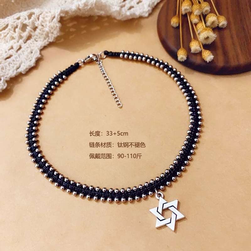 Jingpo Li Jewelry, Thai hand-woven hollow hexagonal star elephant collarbone chain, women's retro vintage rose necklace, imitation silver matching jewelry series details Picture