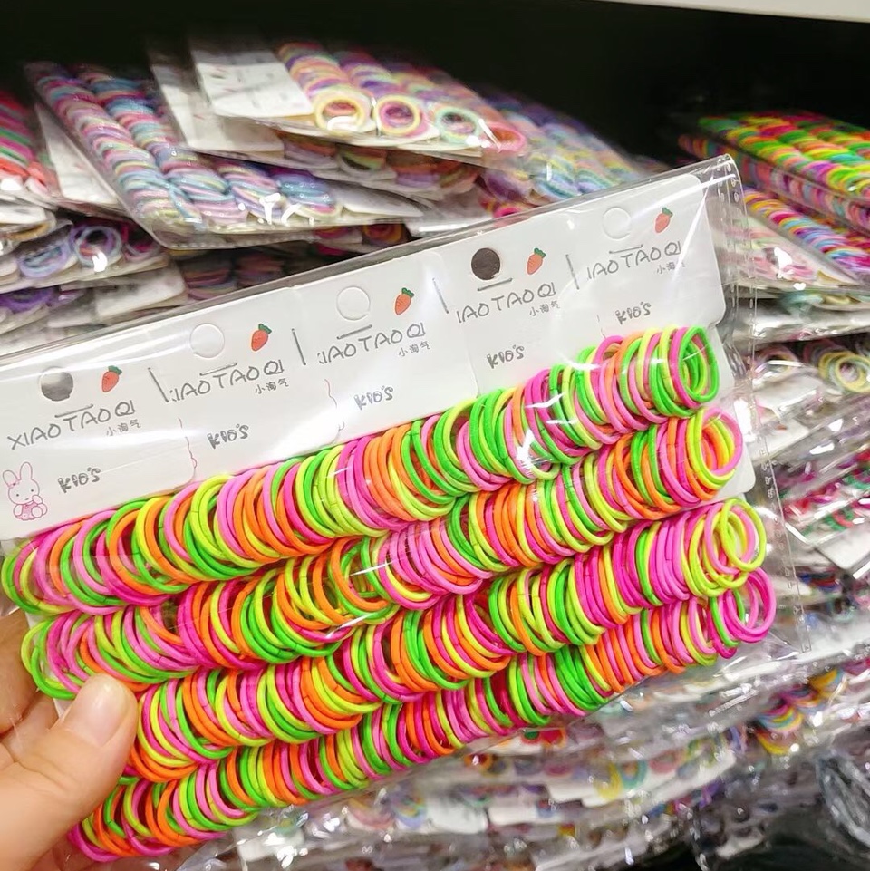 Mixed-color bright silk rubber band, fluorescent rubber band, leather case, headband, simple and seamless black high-elasticity hair band, hair band, rubber band headwear, towel band, adult Dimei 10