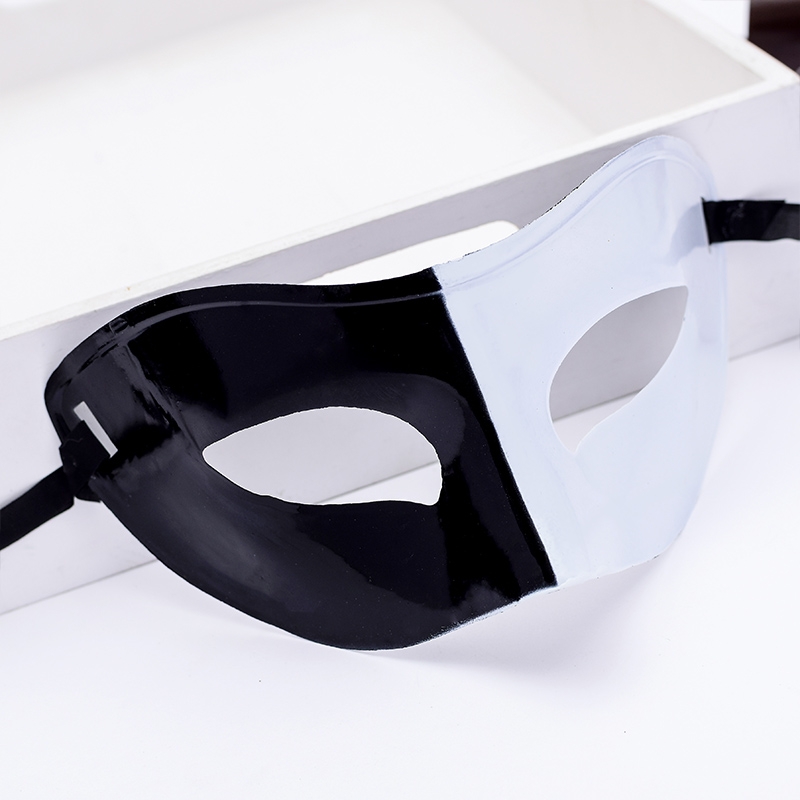 白色半脸男士面具黑色舞会走秀面具万圣节半脸眼罩黑加白平头面具2细节图