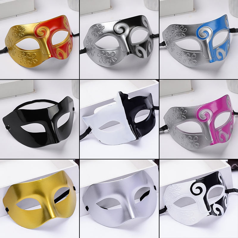 White half face Men's mask Black PROM Show mask Halloween Half Face Mask Black and white crew head mask