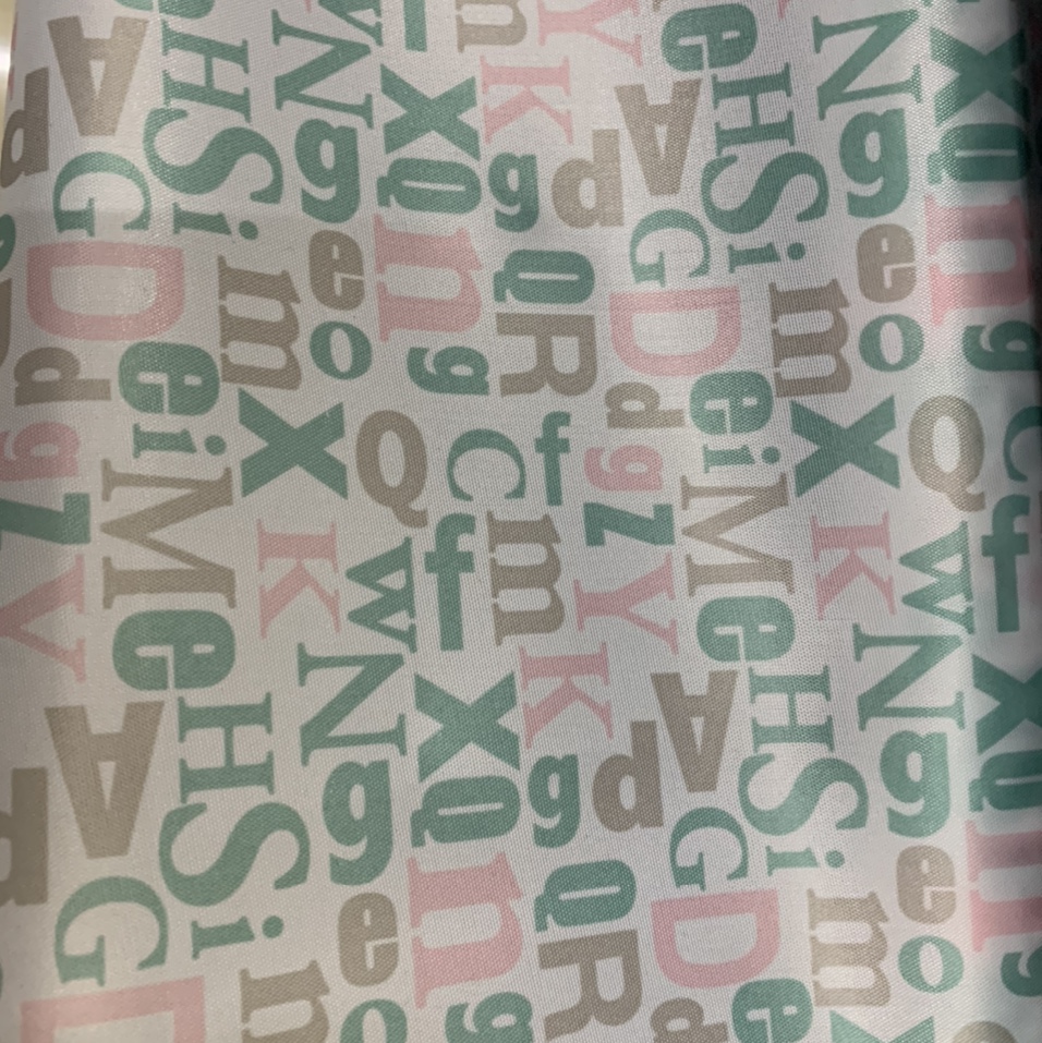 210D加密牛津布热转印印花、时尚字母印花花型