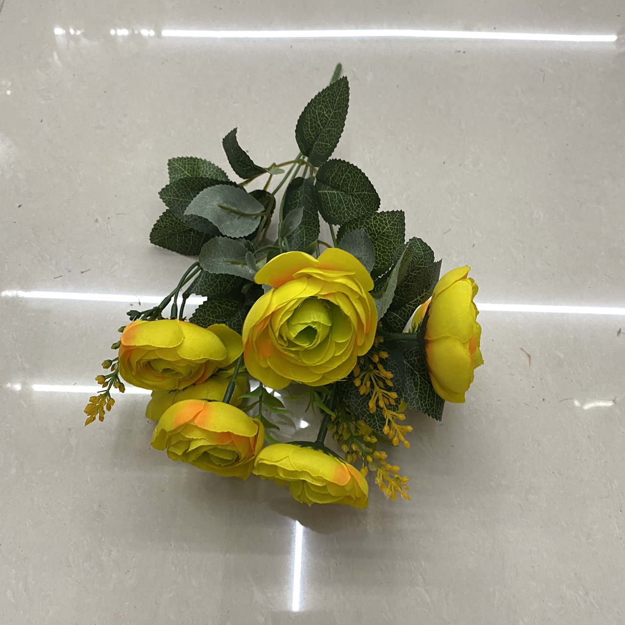 5叉绿叶黄色茶花