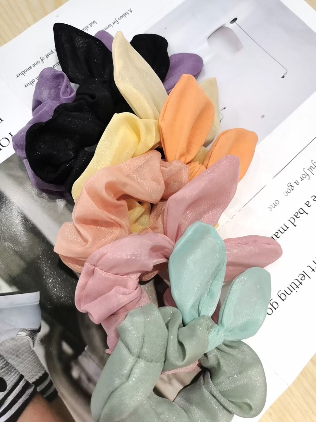 Korean-style fabric hair band headwear for girls, cute wool felt, plush cartoon rabbit ears, furry hair bands, and bun hair accessories detail image 1