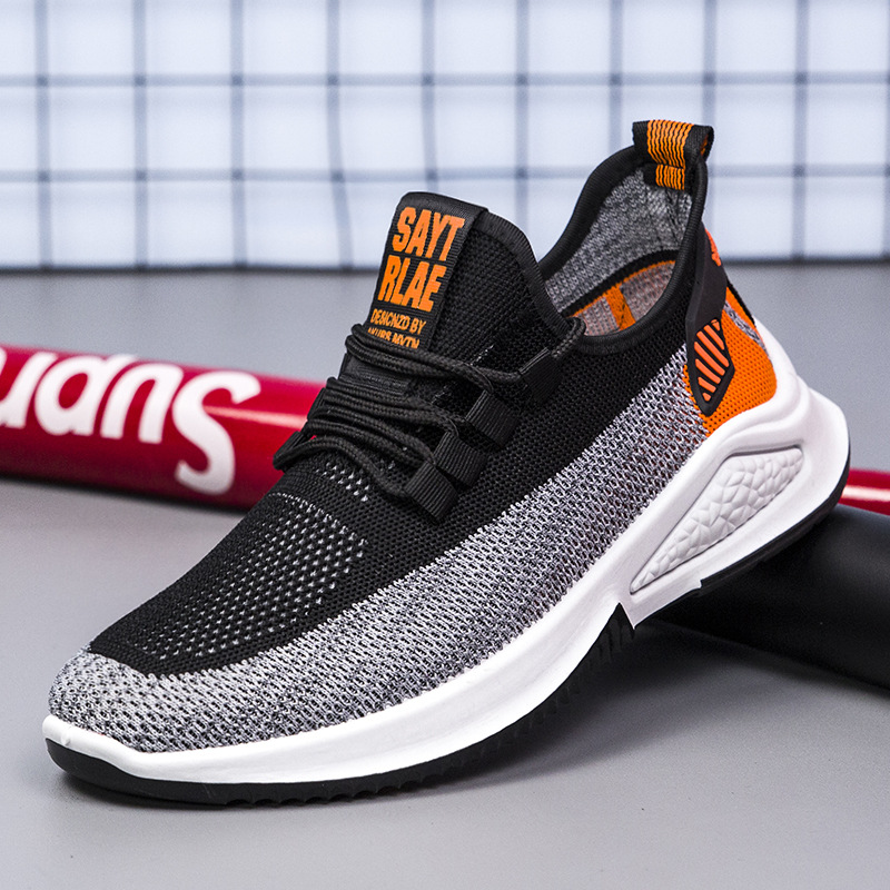 批发2021新款运动鞋潮透气飞织男士休闲跑步鞋男sneakers一件代发 1