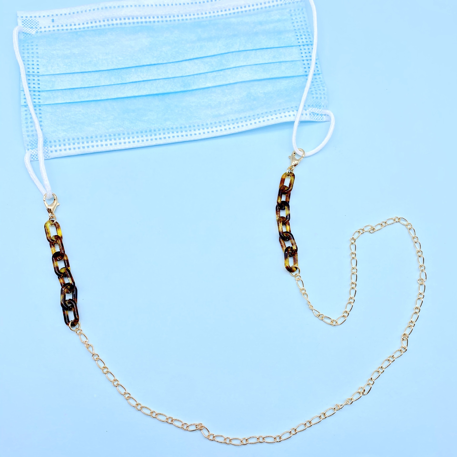 可爱树脂豹纹儿童口罩链眼镜链 口罩链【外贸专供】