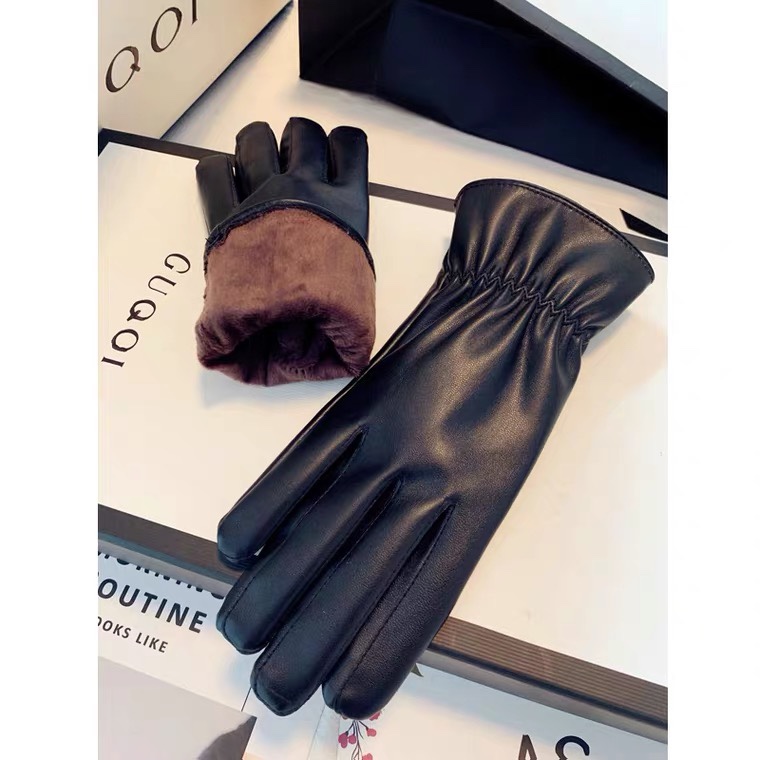 Gloves for men and women autumn and winter lovers Korean version with wool thickened warm windproof waterproof cold driving riding touch screen thumbnail