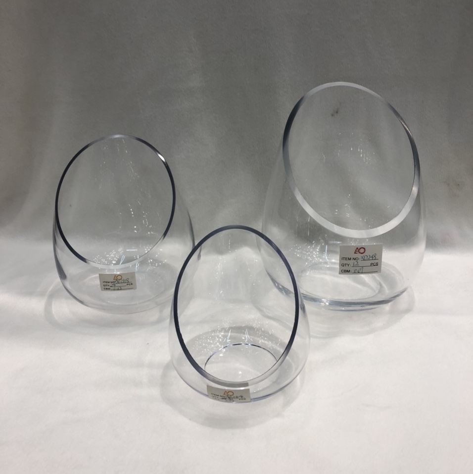 Diagonal clear vase glass plug-in vase office home decoration bottle
