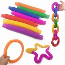 Pop Tube彩色拉伸塑料管道伸缩波纹管玩具儿童