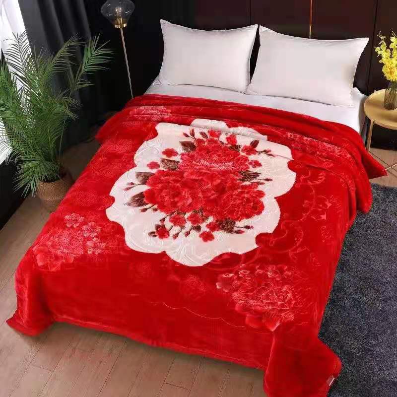blanket2022厂家直销新品爆款批发大红色超柔毛毯详情图1