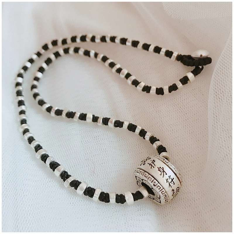 Jingpoli Jewelry DL09 Thai ethnic style hand-woven collarbone chain, retro aged imitation silver neck chain, neck jewelry, short necklace for women pic 5
