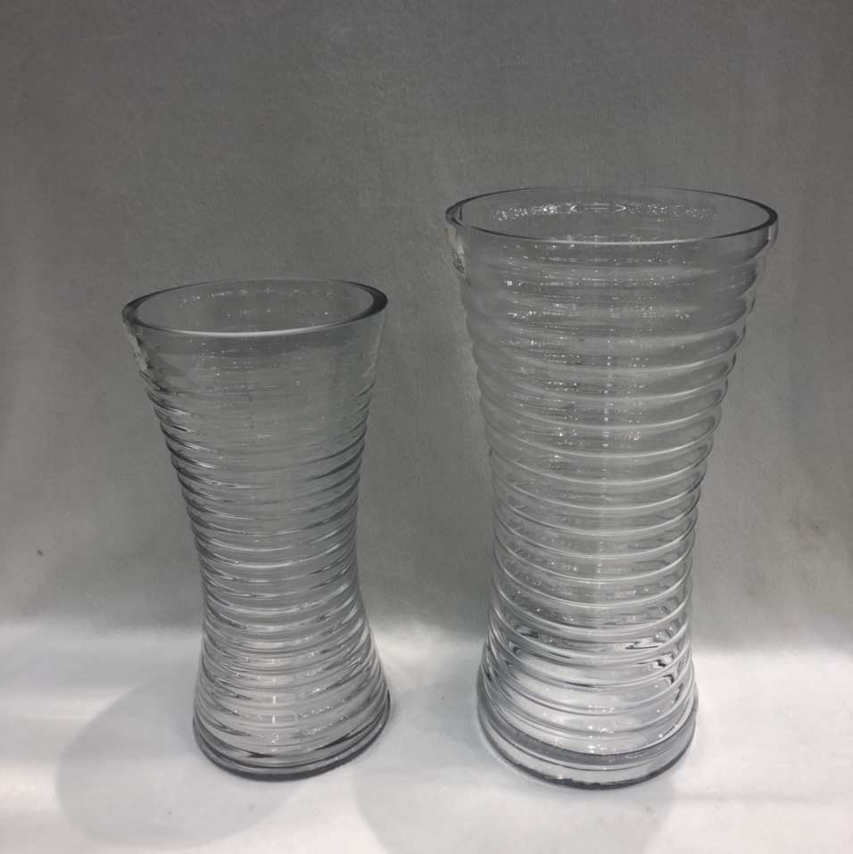 Ribbed clear vase Glass plug-in vase Office home decoration bottle