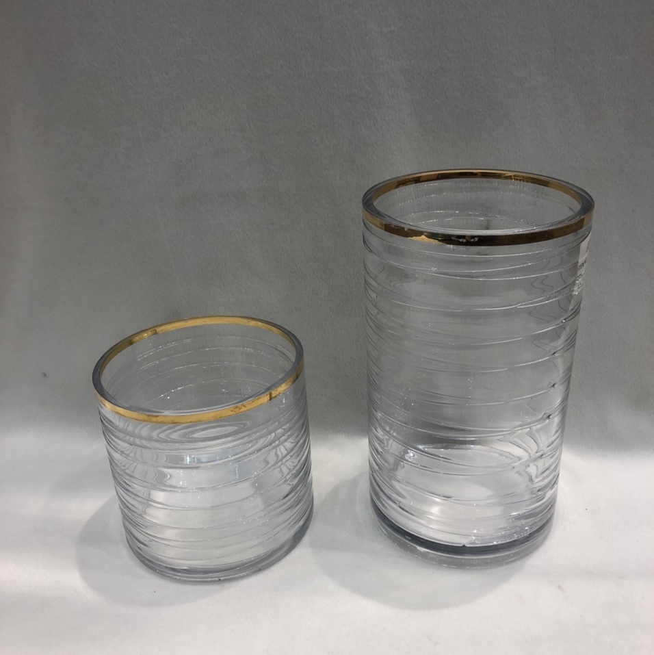 Mouth tracing gold horizontal pattern glass vase outdoor glass creative hydroponic glass flower wholesale