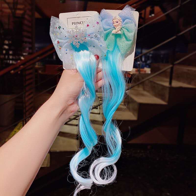 Cute rainbow wings, unicorn, five-pointed star, gauze, bow, wig, hairpin, girl, princess, trendy girl, wig with braid, hair band, headwear, children's bow, baby girl, little girl, cute wig, braid 9 detail image 11