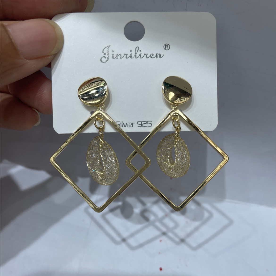 今日丽人韩版耳环金属设计风格水晶网管手工制作