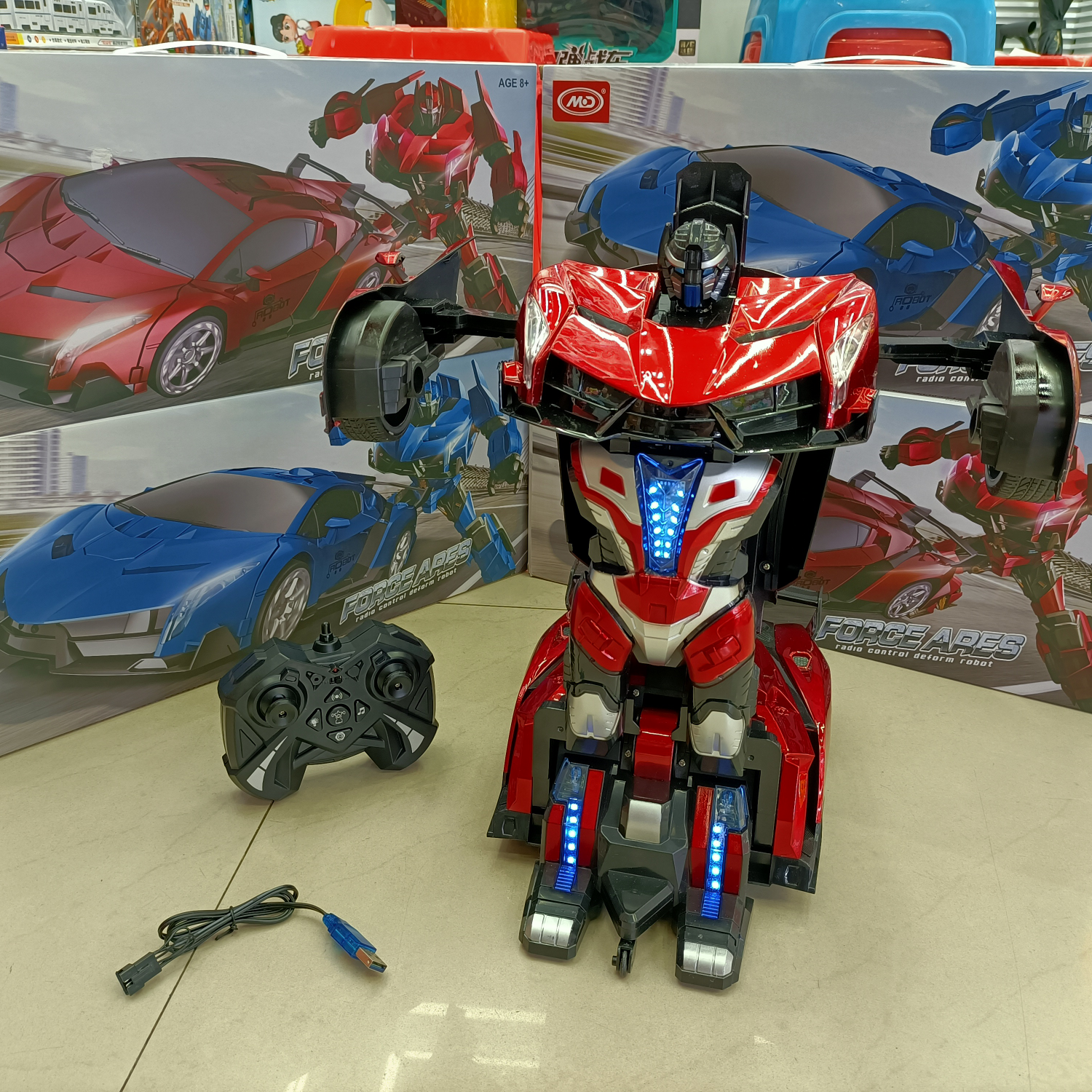 遥控车带变形超大号带灯光音乐功能玩具车批发