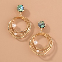 Seashell stud round earrings, popular in Europe and America.