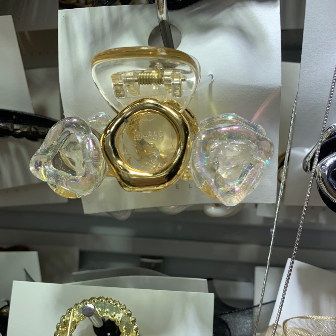 新品63中号3个圈圈人鱼姬系列抓夹香槟色发夹新款