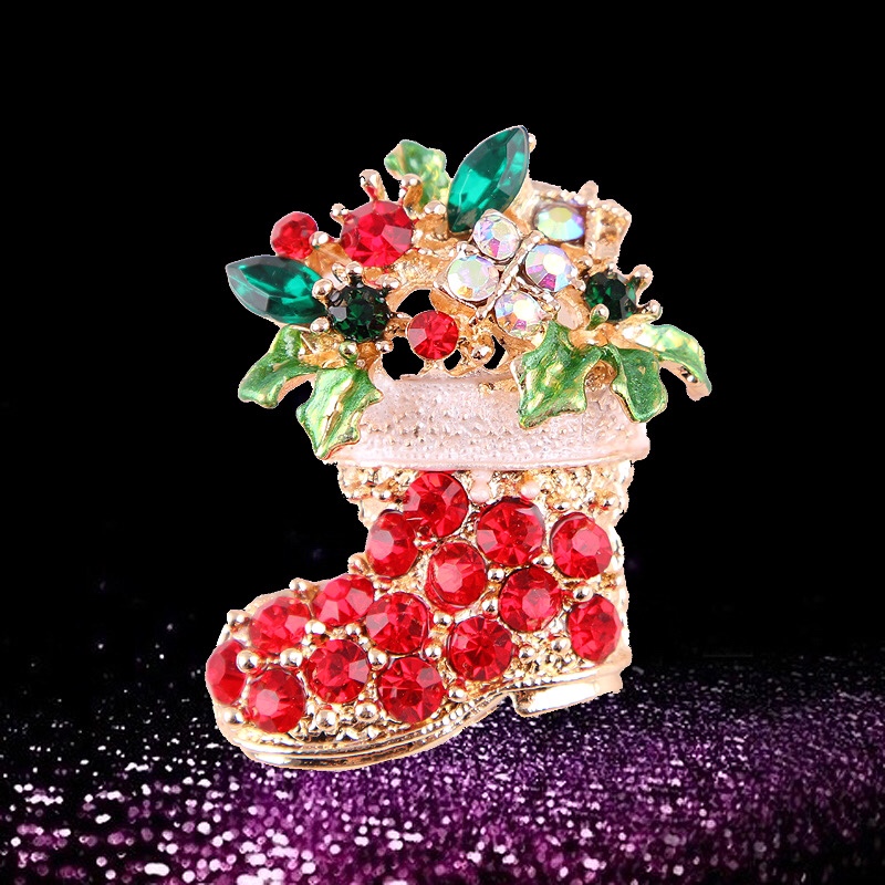 Alloy Christmas boot brooch