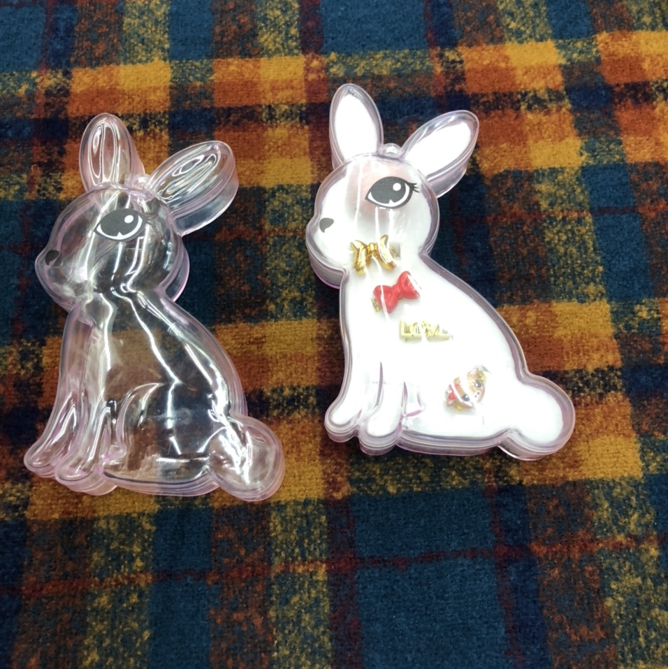 卡通可爱兔子戒指头饰DIY塑料盒