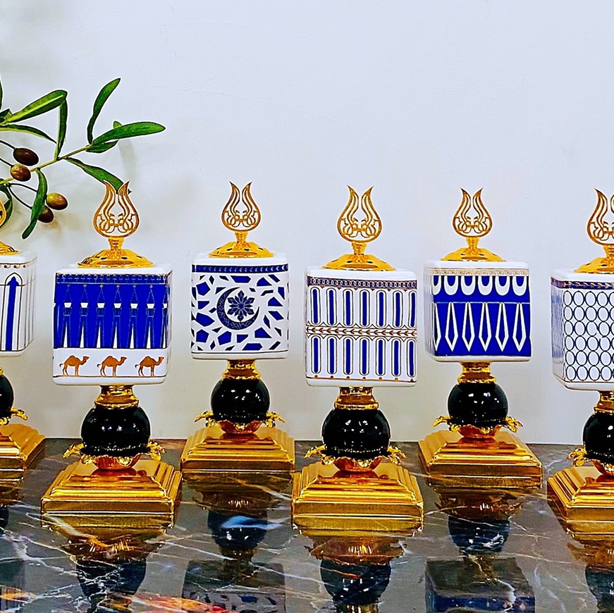 Aromatherapy furnace mixed color metallized ceramic craft home decoration decoration technology thumbnail