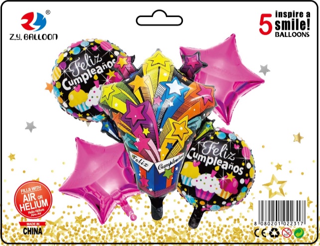 西语生日黑色礼盒铝膜气球5件套装 各种生日派对房间装饰用品 多款可选 1212店面 可订做详情图5
