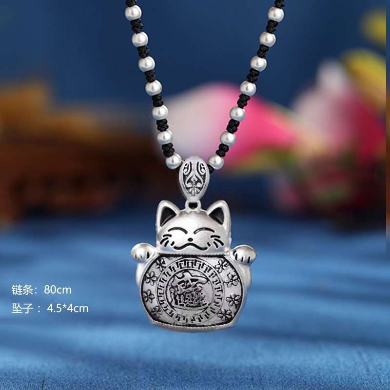 Jingpuli brand HY27 Silver Collection Long sweater Chain Five Blessings Money Bag style pic 4