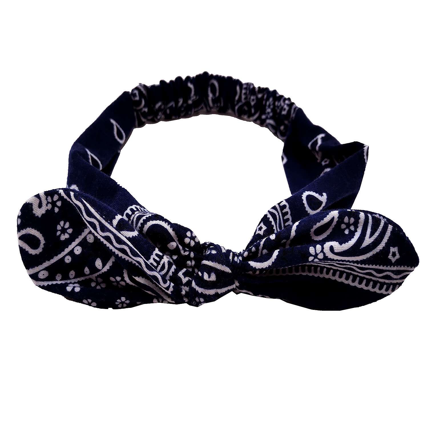 FLY89 new European and American printed rabbit ear knotted headband, cashew printed fabric cross-head headband wholesale Specification image