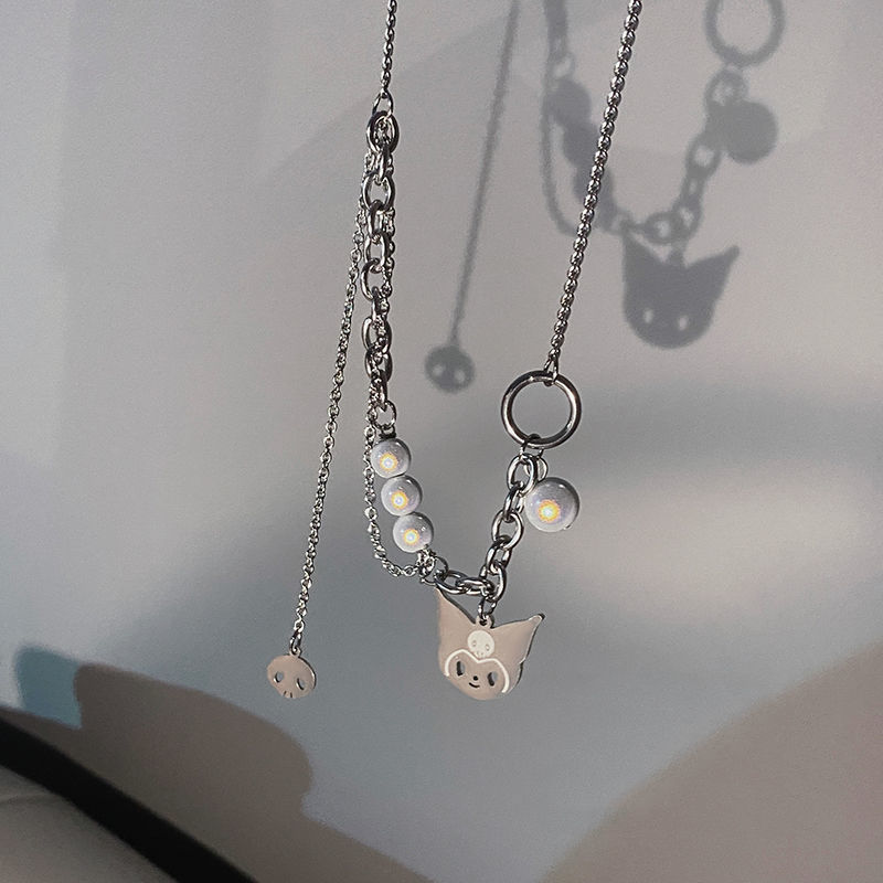 19ins non-fade reflective bead titanium steel necklace female fashion cool Spice personality collarbone chain light luxury niche premium choker thumbnail