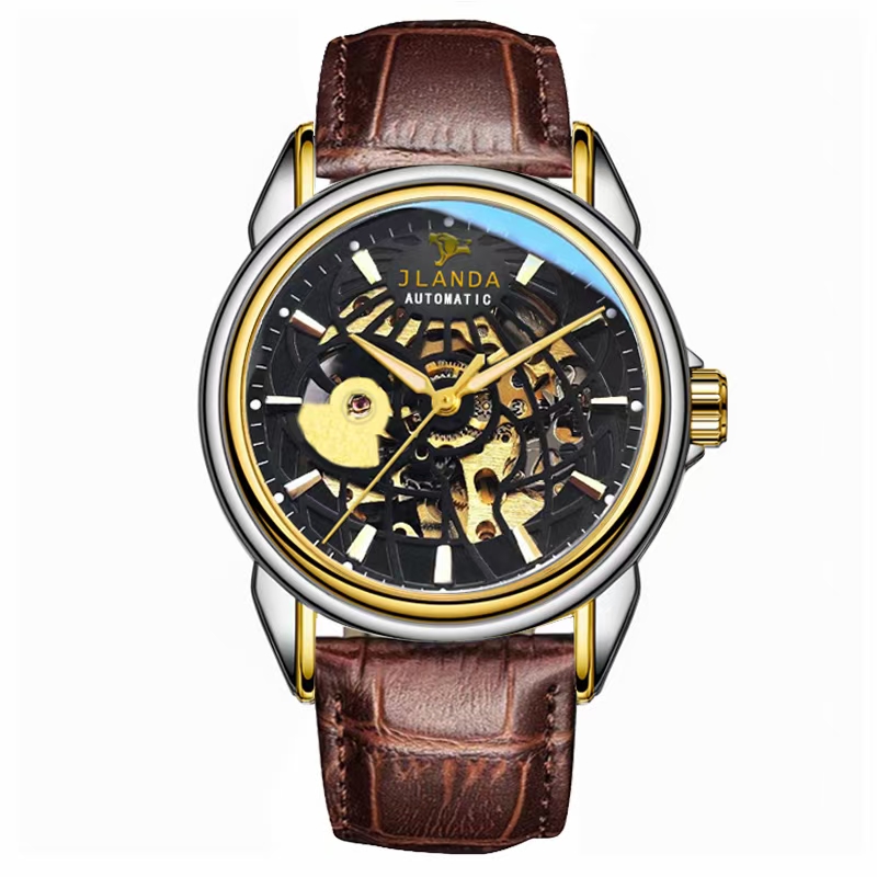 A popular online hit, Douyin and Kuaishou live-streamed men's watch with a genuine leather strap and a fully automatic mechanical waterproof design Item Picture