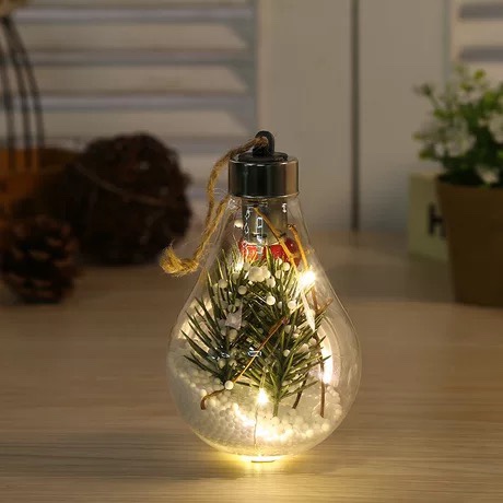 LED transparent Christmas balls, Christmas decorations, creative simulation bulbs, Christmas tree decoration pendants, plastic balls, 7*7*11, electronic red fruit pine branch balls, bubble lights